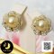 ต่างหู Stud มุกดอกมะลิซ้อนประดับเพชร มุก South Sea สีทอง ทรงซาลาเปา ขนาด 12 mm เกรด AA+ ตัวเรือนต่างหูเงินแท้ 92.5 ชุบทอง ประดับเพชร CZ / 23.5.64