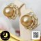 ต่างหู Stud มุกดอกมะลิซ้อนประดับเพชร มุก South Sea สีทอง ทรงซาลาเปา ขนาด 12 mm เกรด AA+ ตัวเรือนต่างหูเงินแท้ 92.5 ชุบทอง ประดับเพชร CZ / 23.5.64