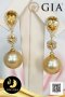 [GIA] ต่างหูพลอย Citrine ทรงหยดน้ำจัมโบ้ คั่นตัวเรือนฝังพลอยหกเหลี่ยม ห้อยไข่มุก South Sea น้ำเค็มคัดเกรด สีทอง Deep Gold ทรงเกือบกลม-กลม ขนาด 13 mm เกรด AA+ (ไข่มุกผ่านการตรวจรับรองคุณภาพจาก สถาบัน GIA) ตัวเรือนต่างหู เงินแท้ 92.5 ชุบทอง / 30.5.64
