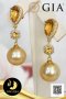 [GIA] ต่างหูพลอย Citrine ทรงหยดน้ำจัมโบ้ คั่นตัวเรือนฝังพลอยหกเหลี่ยม ห้อยไข่มุก South Sea น้ำเค็มคัดเกรด สีทอง Deep Gold ทรงเกือบกลม-กลม ขนาด 13 mm เกรด AA+ (ไข่มุกผ่านการตรวจรับรองคุณภาพจาก สถาบัน GIA) ตัวเรือนต่างหู เงินแท้ 92.5 ชุบทอง / 30.5.64