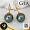 [GIA] ต่างหู Stud ติดหูไข่มุกตาฮิติน้ำเค็มคัดเกรด สีดำ ทรงกลม ขนาด 8 mm เกรด AA [ไข่มุกผ่านการตรวจรับรองคุณภาพจาก สถาบัน GIA (code: 0219-0262 / 1,701)] ตัวเรือนก้านต่างหู Stud และทับหลัง Lollipop เล็ก Gold Filled 14K / 6.6.64