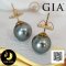 [GIA] ต่างหู Stud ติดหูไข่มุกตาฮิติน้ำเค็มคัดเกรด สีดำ ทรงกลม ขนาด 8 mm เกรด AA [ไข่มุกผ่านการตรวจรับรองคุณภาพจาก สถาบัน GIA (code: 0219-0262 / 1,701)] ตัวเรือนก้านต่างหู Stud และทับหลัง Lollipop เล็ก Gold Filled 14K / 6.6.64