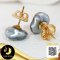 ต่างหู Stud ติดหูไข่มุกตาฮิติน้ำเค็มคัดเกรด สีดำ-เทา ทรงเคชิ ขนาด 7-9 mm เกรด AA+ ตัวเรือนต่างหูแบบ Stud ทับหลัง Lollipop Gold Filled 14K / 16.6.64