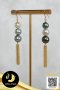 ต่างหู Fish Hooks ไข่มุก Triple Pearl ห้อยพู่โซ่ Gold Filled ไข่มุกตาฮิติน้ำเค็มคัดเกรด สีมัลติคัลเลอร์ (Fancy Color) ทรงกลม ขนาด 9-10 mm เกรด AA+ ตัวเรือนต่างหู Fish Hooks และ พู่โซ่ Gold Filled 14k ยาว 3 cm / 27.6.64