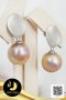 ต่างหู Stud ทรงกระเบนกลมพ่นทราย ห้อยมุก Ripple Pearl สีม่วง ทรงบารอก ขนาด 10-11 mm เกรด AA ตัวเรือนเงินแท้ 92.5 ชุบทองคำขาว พ่นทราย / 4.7.64