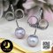 ต่างหู Stud ติดหูไข่มุกน้ำจืดเม็ดเดี่ยว ไข่มุกน้ำจืดคัดเกรด สีม่วง ทรงกลม ขนาด 4 mm เกรด AAA ตัวเรือนต่างหู Stud เงินแท้ 92.5 ชุบทองคำขาว / 7.7.64