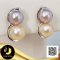 ต่างหูถั่วลิสง ไข่มุก Twin pearl  ไข่มุกน้ำจืดคัดเกรด สีมัลติ ม่วง-พีช ทรงซาลาเปา ขนาด 5-6 mm เกรด AA+ ตัวเรือนต่างหูเงินแท้ 92.5 ชุบทองคำขาว / 4.7.64