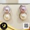 ต่างหูถั่วลิสง ไข่มุก Twin pearl  ไข่มุกน้ำจืดคัดเกรด สีมัลติ ม่วง-พีช ทรงซาลาเปา ขนาด 5-6 mm เกรด AA+ ตัวเรือนต่างหูเงินแท้ 92.5 ชุบทองคำขาว / 4.7.64