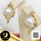 ต่างหู Stud หอยสังข์ ไข่มุก Edison น้ำจืดคัดเกรด สีขาว ทรงกลม ขนาด 10-10.5 mm เกรด AA ตัวเรือนต่างหู Stud หอยสังข์ ไข่มุก เงินแท้ 92.5 ชุบทอง ประดับเพชร CZ / 7.7.64