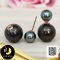 ต่างหูไข่มุกติดหู สไตล์ดิออร์ ไข่มุกตาฮิติน้ำเค็มคัดเกรด สีดำ ทรงกลม ไข่มุกหน้าขนาด 8 mm ไข่มุกหลังขนาด 13 mm เกรด AA+ ตัวเรือนต่างหู Stud เงินแท้ 92.5 ชุบ Pink Gold / 11.7.64