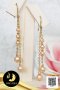 ต่างหู Fish Hook สร้อยโซ่สองสาย ไข่มุกคั่นบอลเม็ดมะยม Gold Filled 14k ไข่มุกน้ำจืดคัดเกรด สีพีช ทรงเกือบกลม-กลม ขนาด 4-6 mm เกรด AAA ตัวเรือนต่างหูแบบ Fish Hooks เม็ดบอลลายมะยม และอะไหล่ Gold Filled 14k / 11.7.64