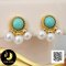 ต่างหู Stud Turquoise ทรงโดม ประดับไข่มุก 3 เม็ด ไข่มุกน้ำจืดคัดเกรด สีขาว ทรงกลม ขนาด 4.5-5 mm เกรด AAA ตัวเรือนต่างหู เงินแท้ 92.5 ชุบทอง ประดับ Turqoise ทรงโดม 2 ct / 21.7.64