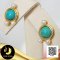 ต่างหู Stud Turquoise ทรงโดม ประดับไข่มุกโคจร 3 เม็ด ไข่มุกน้ำจืดคัดเกรด สีขาว ทรงกลม ขนาด 2.5-3 mm เกรด AAA ตัวเรือนต่างหูเงินแท้ 92.5 ชุบทอง ประดับ Turquoise 2 ct / 18.7.64