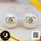 ต่างหูไข่มุกเม็ดเดี่ยว Stud ติดหู  หน้ามุกประดับแชแนล ทองแท้ 18k ไข่มุก Edison น้ำจืดคัดเกรด สีขาว ทรงกลม ขนาด 8 mm เกรด AAA ตัวเรือนต่างหู Stud และ Plate แชแนล ทองแท้ 18k (น้ำหนักทอง 0.16g) / 25.7.64