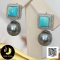 ต่างหู Turquoise ทรง PRINCESS CUT ห้อยไข่มุกตาฮิติ น้ำเค็มคัดเกรด สีดำ ทรงกลม ขนาด 9.5-10 mm เกรด AA+ ตัวเรือนต่างหู Turquoise ทรง PRINCESS CUT ห้อยไข่มุก เงินแท้ 92.5 ชุบทองคำขาว ประดับ Turquoise 5 ct / 4.8.64
