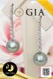 [GIA] ต่างหูสายรุ้งทองแท้ 18k ประดับเพทาย CZ ห้อยไข่มุก ตาฮิติน้ำเค็มคัดเกรด สีเทา - Silver Gray ทรงกลม ขนาดจัมโบ้ 12 mm เกรด AA+  (ไข่มุกผ่านการตรวจรับรองคุณภาพจาก สถาบัน GIA, Tahitian 1,199 Lot) ตัวเรือนต่างหูสายรุ้ง และก้านต่างหูขนาด 0.8-0.9 mm ทองแท้