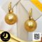 ต่างหู Latch Back เกลี้ยงหน้าลิ่มเม็ดข้าวสาร ห้อยไข่มุก South Sea สีทอง Dark Golden ทรงเกือบกลม-กลม ขนาดจัมโบ้ 14 mm เกรด AA+ ตัวเรือนต่างหูแบบ Latch Back ทองแท้ 18k (น้ำหนักทอง 1.5g) / 15.8.64