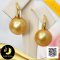 ต่างหู Latch Back เกลี้ยงหน้าลิ่มเม็ดข้าวสาร ห้อยไข่มุก South Sea สีทอง Dark Golden ทรงเกือบกลม-กลม ขนาดจัมโบ้ 14 mm เกรด AA+ ตัวเรือนต่างหูแบบ Latch Back ทองแท้ 18k (น้ำหนักทอง 1.5g) / 15.8.64