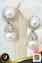 ต่างหูพลอยแท้ล้อมไข่มุก ห้อยไข่มุกฝาครอบร่มพลอยแท้ White Topaz ไข่มุก South Sea น้ำเค็มคัดเกรด สีขาว ทรงเกือบกลม - บารอก ขนาด 10-12 mm เกรด AA+ ตัวเรือนต่างหู เงินแท้ 92.5 ชุบทองคำขาว ประดับพลอยแท้ White Topaz / 7.11.64