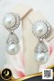 ต่างหูพลอยแท้ล้อมไข่มุก ห้อยไข่มุกฝาครอบร่มพลอยแท้ White Topaz ไข่มุก South Sea น้ำเค็มคัดเกรด สีขาว ทรงเกือบกลม - บารอก ขนาด 10-12 mm เกรด AA+ ตัวเรือนต่างหู เงินแท้ 92.5 ชุบทองคำขาว ประดับพลอยแท้ White Topaz / 7.11.64