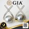 [GIA] ต่างหูริบบิ้นโบว์ใหญ่ ประดับไข่มุกตาฮิติน้ำเค็มคัดเกรด สีเทา ทรงกลม ขนาด 11.8-12 mm เกรด AA+ ไข่มุกผ่านการตรวจรับรองคุณภาพจากสถาบัน GIA ตัวเรือนต่างหูเงินแท้ 925 ชุบทอง ประดับพลอยแท้ White Topaz / 22.12.64