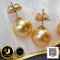 ต่างหู Stud ติดหูไข่มุกเม็ดเดี่ยว ไข่มุก South Sea สายพันธุ์น้ำเค็มคัดเกรด สีทอง Light - Middle Gold ทรงเกือบกลม ขนาด 8.5-9.0 mm. เกรด AA+ - AAA Luster ดีเยี่ยม ตัวเรือนก้านต่างหูแบบ Stud ทับหลัง Lollipop วัสดุ Gold Filled 14K / 19.1.65