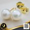 (เปิดขายเฉพาะใน Live) ต่างหู Stud ติดหูมุกเม็ดเดี่ยวไข่มุก South Sea สายพันธุ์น้ำเค็มคัดเกรด สีขาว ทรงเกือบกลม-กลม ขนาด 8.0-9.0 mm เกรด A Luster ดีเยี่ยม ตัวเรือนก้านต่างหูแบบ Stud ทับหลัง Butterfly เงินแท้ 925 ชุบสีทอง / 30.1.65