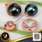 ต่างหู Stud ติดหูฐานวงแหวนล้อมพลอยแท้ White Topaz ไข่มุกตาฮิติสายพันธุ์น้ำเค็มคัดเกรด สี ดำ-เทา ทรงเกือบกลม ขนาด 10.5-11.0 mm เกรด AA+ ตัวเรือนต่างหูฐานวงแหวน เงินแท้ 925 ชุบสี Pink Gold ล้อมพลอยแท้ White Topaz / 16.3.65