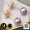 ต่างหู Stud ติดหูไข่มุกเม็ดเดี่ยว ไข่มุกสายพันธุ์น้ำจืดคัดเกรด สีม่วง ทรงกลม ขนาด 3.5-4.0 mm เกรด AAA Luster ดีเยี่ยม ตัวเรือนก้านต่างหูแบบ Stud ทับหลัง Lollipop   วัสดุ Gold Filled 14K / 16.3.65