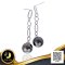 ต่างหูโซ่คาเทียร์ห้อยไข่มุก Tahitian Pearl สายพันธุ์น้ำเค็มคัดเกรด สีดำ ทรงเกือบกลม ขนาด 11.0-11.5 mm เกรด AA ตัวเรือนต่างหู วัสดุเงินแท้ 925 ชุบสีทองคำขาว ตัวเรือนยาวประมาณ 3.5 cm. / 5.6.65