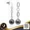 ต่างหูโซ่คาเทียร์ห้อยไข่มุก Tahitian Pearl สายพันธุ์น้ำเค็มคัดเกรด สีดำ ทรงเกือบกลม ขนาด 11.0-11.5 mm เกรด AA ตัวเรือนต่างหู วัสดุเงินแท้ 925 ชุบสีทองคำขาว ตัวเรือนยาวประมาณ 3.5 cm. / 5.6.65