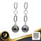 ต่างหูโซ่คาเทียร์ห้อยไข่มุก Tahitian Pearl สายพันธุ์น้ำเค็มคัดเกรด สีดำ ทรงเกือบกลม ขนาด 11.0-11.5 mm เกรด AA ตัวเรือนต่างหู วัสดุเงินแท้ 925 ชุบสีทองคำขาว ตัวเรือนยาวประมาณ 3.5 cm. / 5.6.65