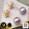 ต่างหู Stud ติดหูไข่มุก Freshwater Pearl สีม่วง / 5.8.65