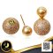 ต่างหู Stud ติดหูสไตล์ดิออร์ ทับหลังบอลใหญ่ประดับเพชร CZ ไข่มุก South Sea สีทอง Middle Gold / 27.9.65