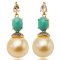 12.0 mm, Gold South Sea Pearl, Turquoise Jacket Earrings