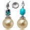 12.16 mm and 12.28 mm, Gold South Sea Pearl, Turquoise Earrings