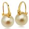 12.0 mm, Gold South Sea Pearl, Solitaire Pearl Latch Back Earrings
