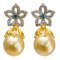 10.83 mm and 10.86 mm , Gold South Sea Pearl , Star Jacket Earrings