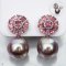 Approx.15.0 mm, EdisonPearl, Pink Tourmaline Jacket Earrings