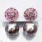 Approx.15.0 mm, EdisonPearl, Pink Tourmaline Jacket Earrings