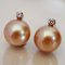 Approx. 9.5-9.8 mm, Gold South Sea Pearl, Diamond Stud Pearl Earrings