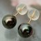 Approx. 9.0 mm, Tahitian Pearl, Stud Earrings