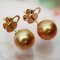 Approx. 8.0 mm, Gold South Sea Pearl, Stud Earrings