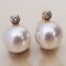 Approx. 7.0 mm, Akoya Pearl, Stud Diamond Dangle Pearl Earrings