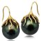 Approx. 12.5 - 13.0  mm, Tahitian Pearl, Fish Hooks Vein Cup Earrings