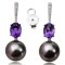 10.95 mm and 10.92 mm Tahitian Pearl Diamond Dangle Earrings