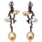(GIA) 5.85 mm to 10.01 mm, South Sea Pearl, Fancy Sapphire Dangle Earrings