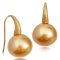 (GIA) 14.00 mm and 14.10 mm Gold South Sea Pearl Fish Hooks Earrings