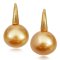 (GIA) 14.00 mm and 14.10 mm Gold South Sea Pearl Fish Hooks Earrings