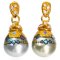11.80 mm and 11.90 mm, Maki-e Tahitian Pearl, Diamond Earrings